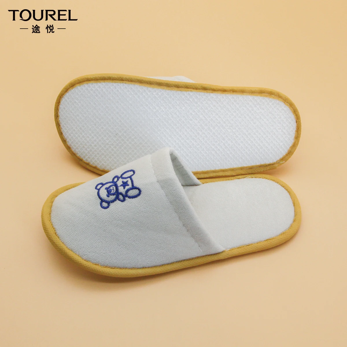Personalised Hotel Bathroom Disposable Closed Toe White Coral Fleece Eva Sole 29x11cm Slipper For Adult