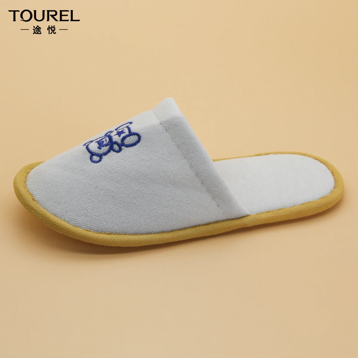 Personalised Hotel Bathroom Disposable Closed Toe White Coral Fleece Eva Sole 29x11cm Slipper For Adult