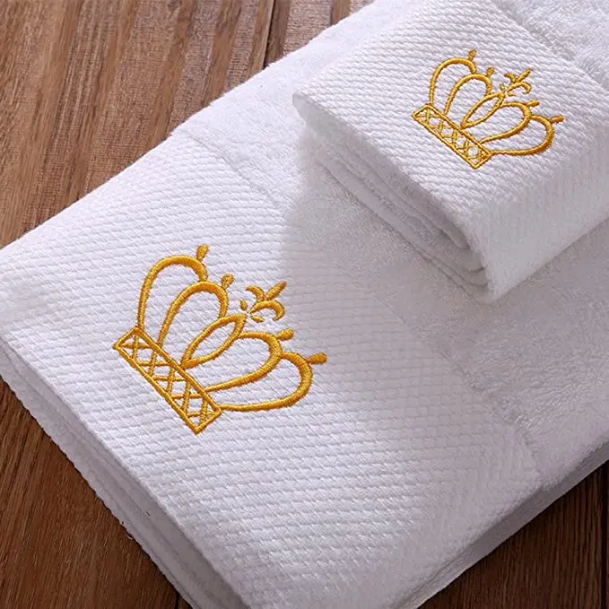 Luxury Royal Crown Bath Towels 100% Cotton Quick-dry & Compressed Knitted Technique Solid Color For Hotels Disposable