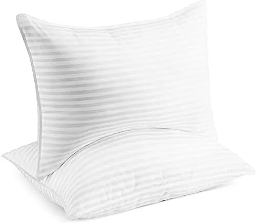 Almohada de plumón de ganso natural 100% algodón para hotel, para dormir, almohada de viaje personalizada