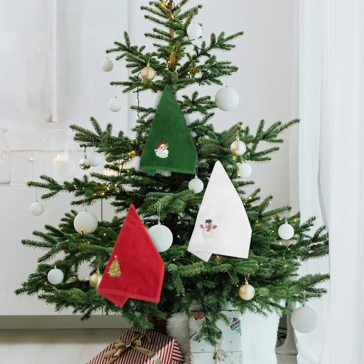 Wholesale Gift Box 100% Cotton Quick-dry Compressed Disposable Knitted Christmas Kitchen Towel Set