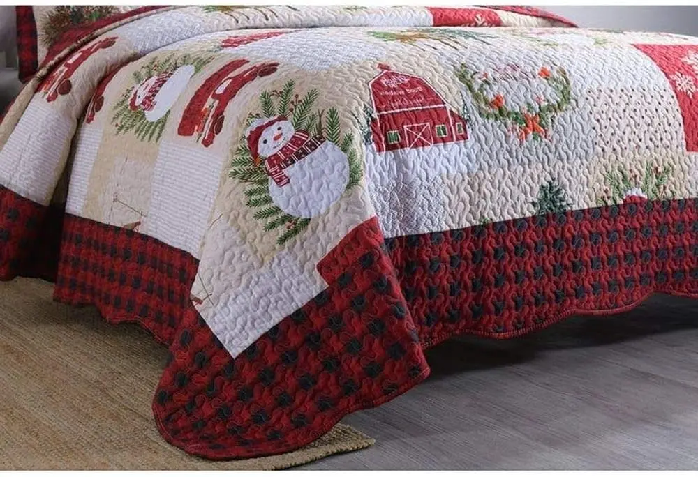 Australia Quilt Plaid Christmas Bed Covers Queen Size Bedding Set Customised Polyester Fabric Bedding French Linen Bedding Sheet