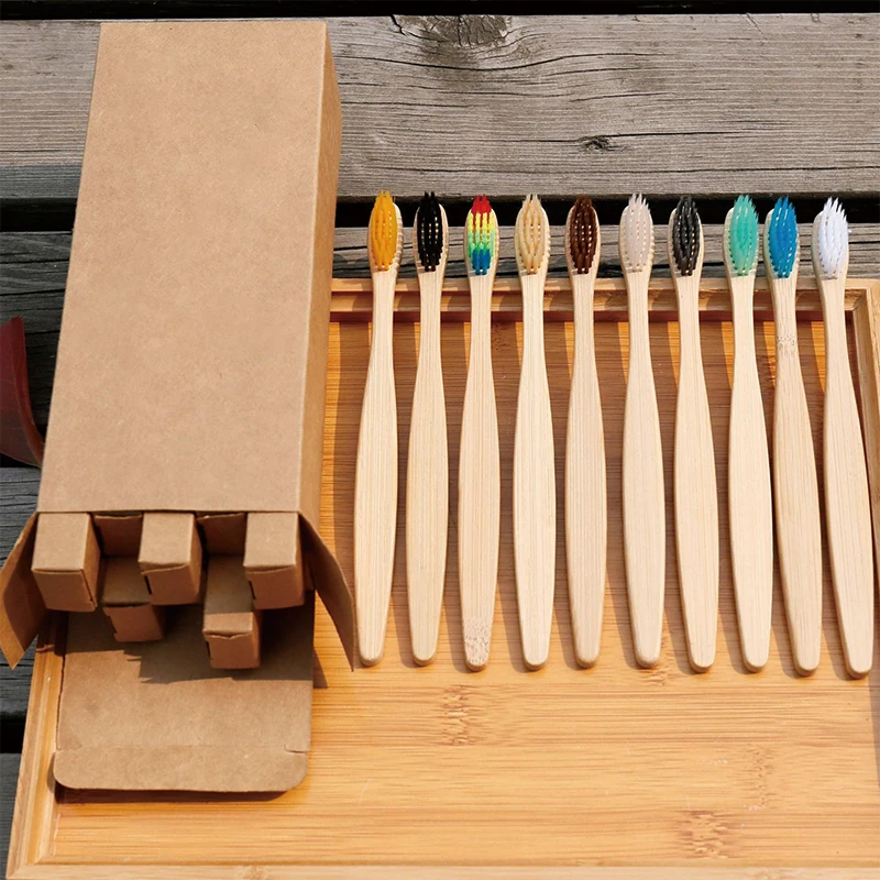 Eco-friendly Family Pack Small Head Bamboo Charcoal Toothbrush With Soft Nylon Bristles Personalized Box For Home Use