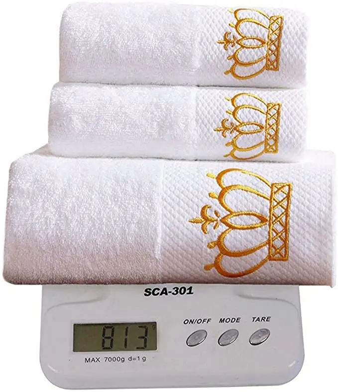 Luxury Embroidery Hotel Towels White 100 Cotton Bath White Towels Hotel Gold