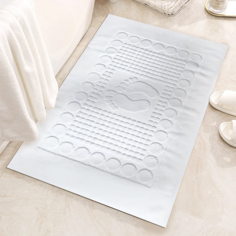 Toalla de baño de algodón blanco para hotel de 3-5 estrellas, alfombra de baño para pies, toalla de piso para baño