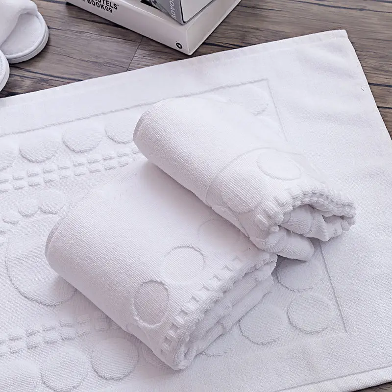 Toalla de baño de algodón blanco para hotel de 3-5 estrellas, alfombra de baño para pies, toalla de piso para baño