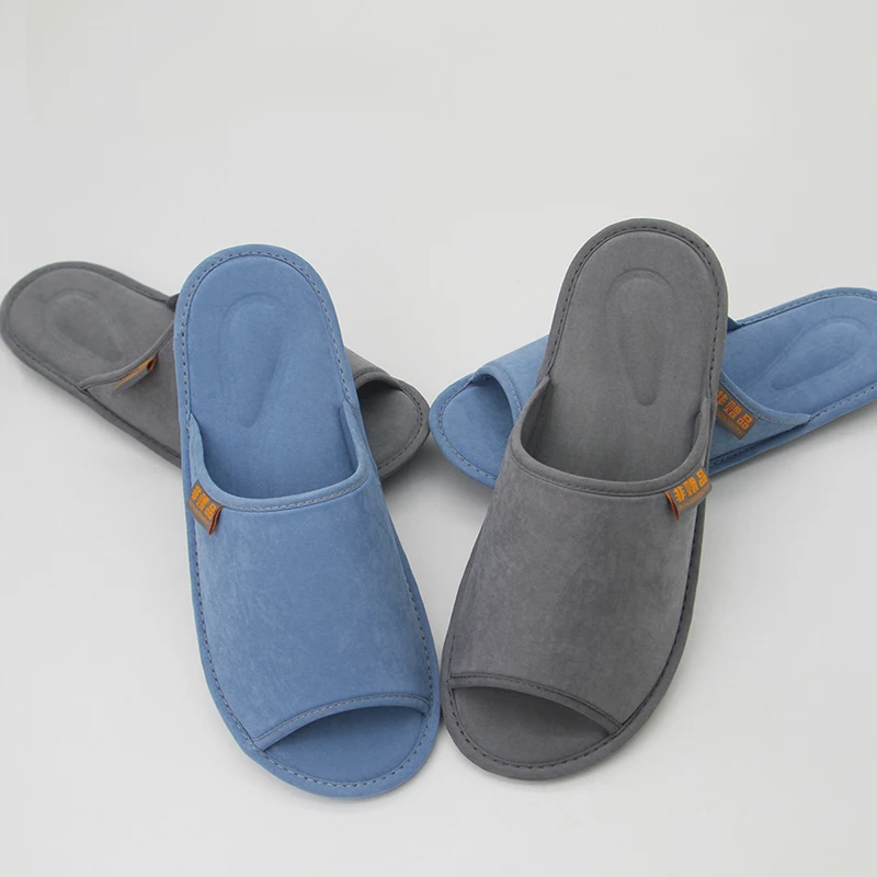 Zapatillas de spa para hombre de algodón suave reutilizable, de secado rápido, con suela de goma y punta abierta para hotel, lavables y personalizables