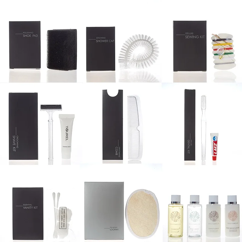 Hotels Linens & Amenities Inc. Artículos de tocador para hoteles de marca privada Jabón corporal Kit de artículos de tocador para hoteles con logotipo personalizado