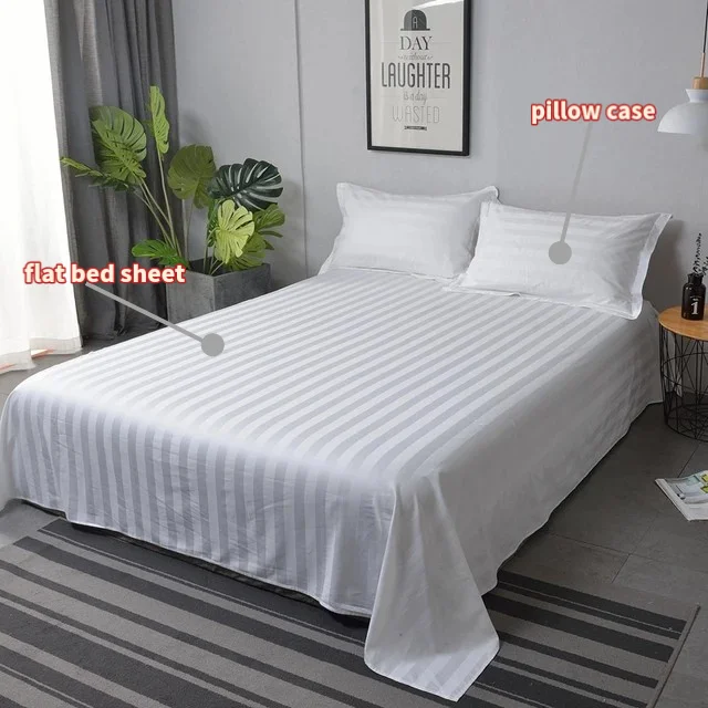 400tc Woven Plain Cotton Hotel Bedding Set Breathable Eco-friendly 4-piece Linen For Home & Hotel Use