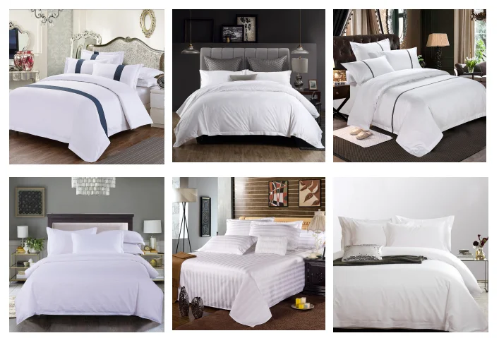 400tc Woven Plain Cotton Hotel Bedding Set Breathable Eco-friendly 4-piece Linen For Home & Hotel Use