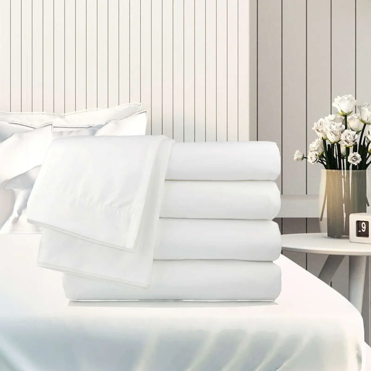 Bestsheet Hotel Bedding Twin Xl 3-piece Cotton Bedsheet Set With 300tc Woven Striped Pattern 4pc Set
