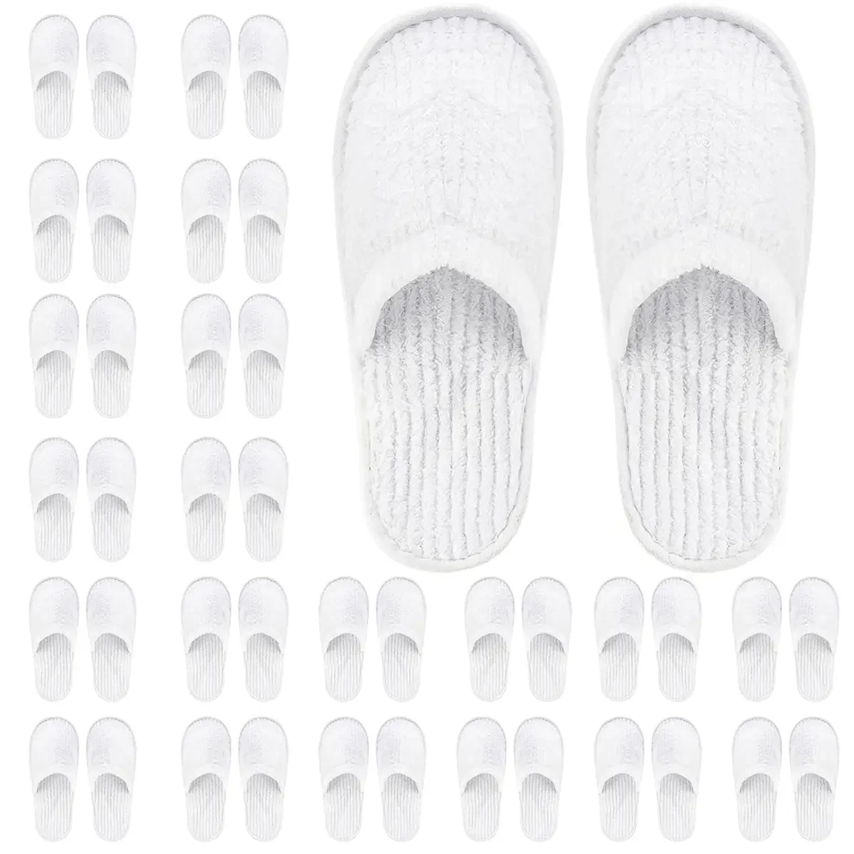 Zapatillas desechables de dormitorio de hotel personalizables de algodón blanco y velour con suela de EVA, cómodas y de punta cerrada, con logotipo de fábrica para hoteles