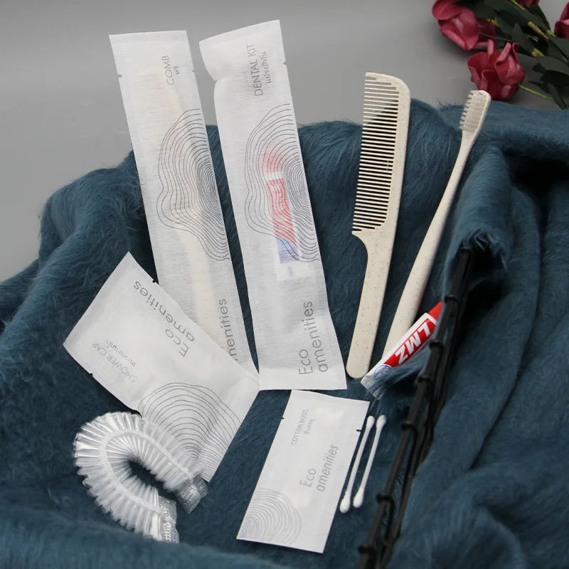 Oem Luxury Eco-friendly Certified Fsc Paper Box Recyclable Hotel Dry Amenities Dental Kit Shaving Kit Comb Shower Cap Vanity Set