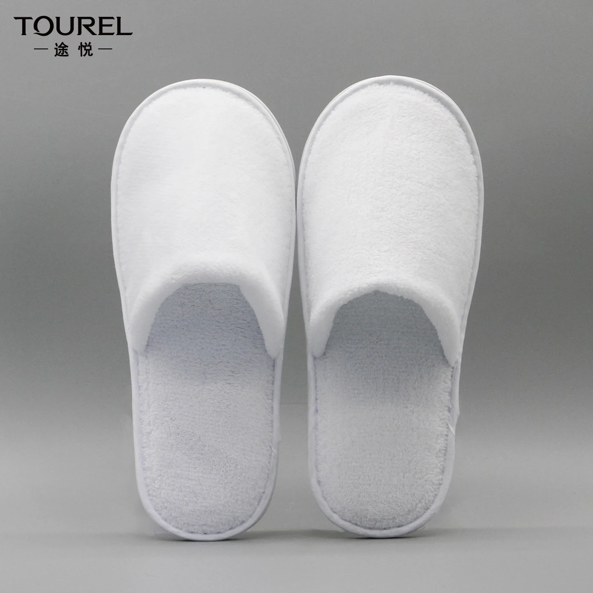 Custom Eco-friendly Cotton Close Toe 5 Stars C Toe Washable White Coral Fleece Guests Room Disposable Hotel Slippers