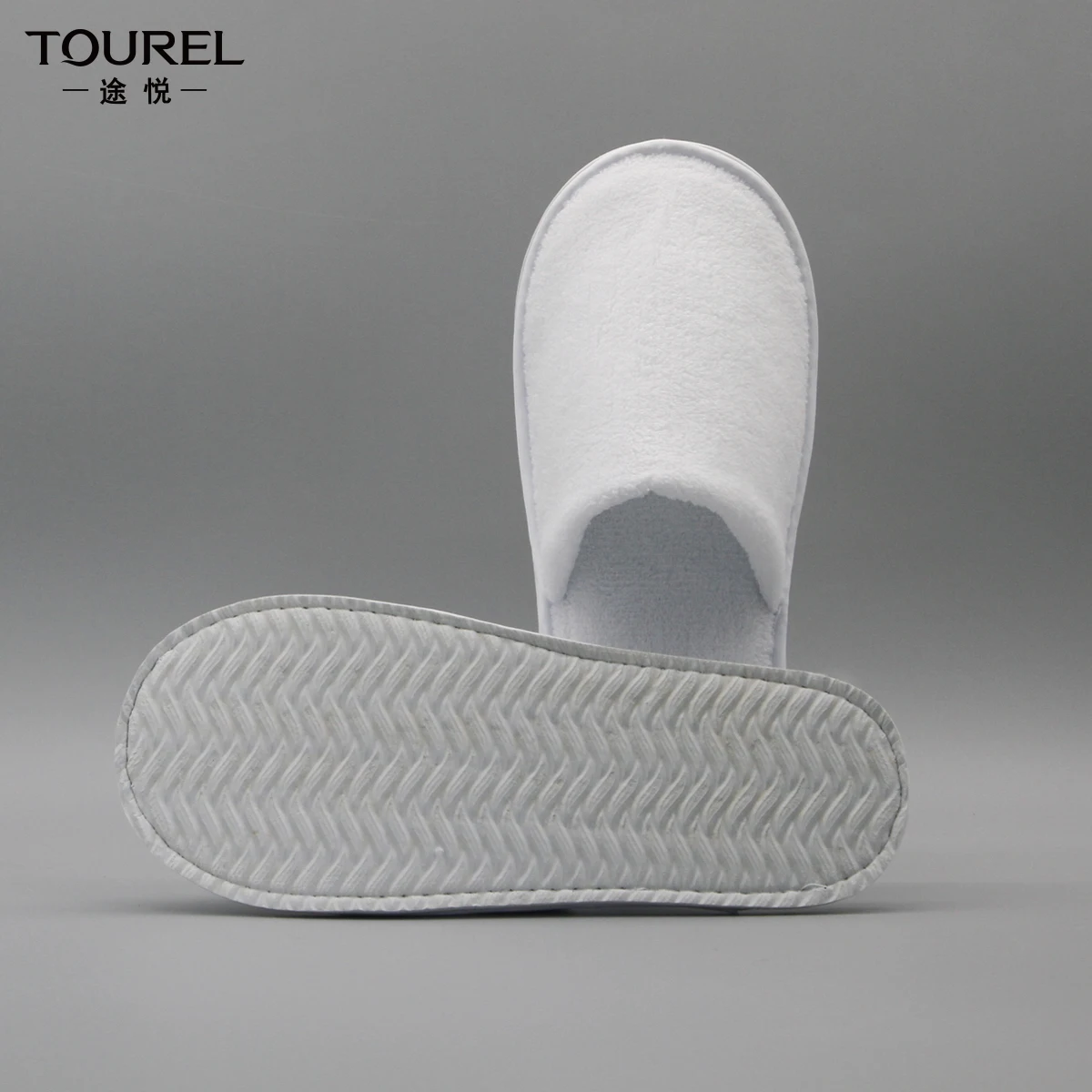 Custom Eco-friendly Cotton Close Toe 5 Stars C Toe Washable White Coral Fleece Guests Room Disposable Hotel Slippers