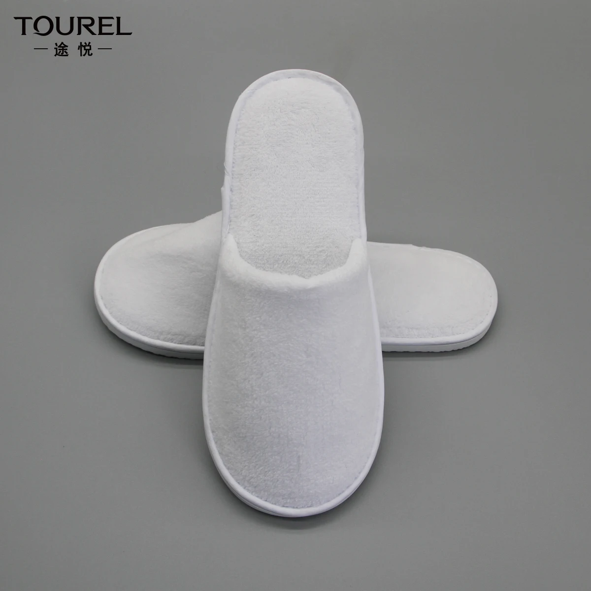 Custom Eco-friendly Cotton Close Toe 5 Stars C Toe Washable White Coral Fleece Guests Room Disposable Hotel Slippers