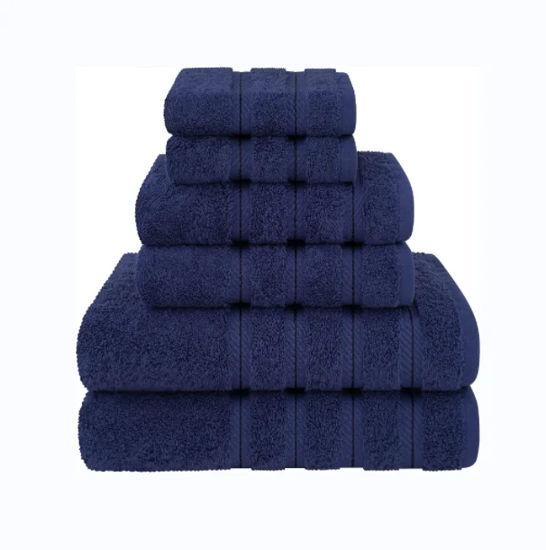 Dark Blue 5-star Hotel Quality Luxury Bath Towel Set 600 Gsm Quick-dry Knitted Disposable 6 Piece Colored Towel Set