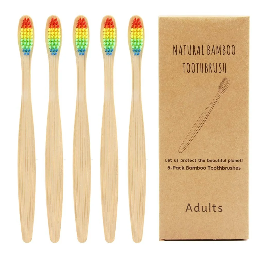 100% Biodegradable Eco-friendly Bamboo Toothbrush Soft Bristle Disposable For Home Use