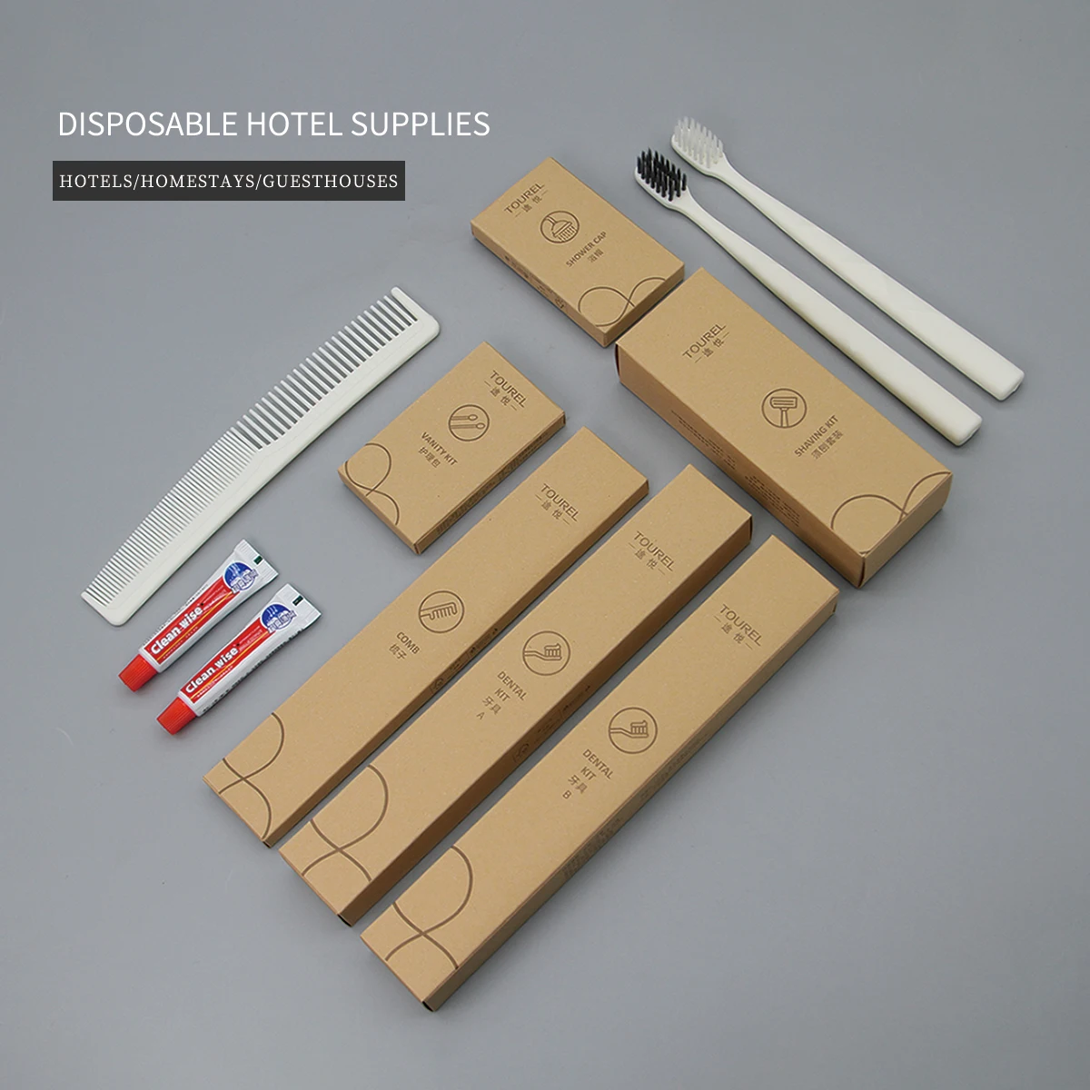Luxury 5 Star Hotel Toiletries Kit Biodegradable Eco Friendly Global Recycled Standard Natural Hotel Bathroom Amenities Set