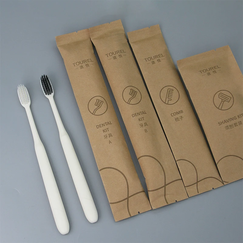 Custom Hotel Guest Disposable Toiletries Accessories Set Eco Kraft Paper Packing Amenity Kit For Hotel