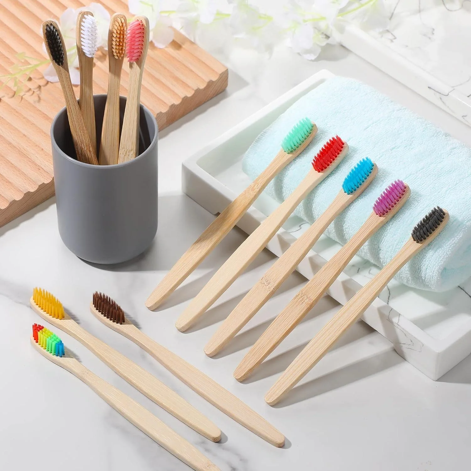 Eco-friendly Bpa-free Travel Toothbrush For Adults Soft Charcoal And Nylon Bristles Disposable Natural Bamboo Home Use