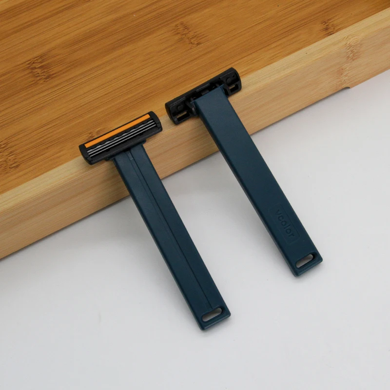 Eco Friendly Hotel Shaving Razor Twin Blade Recyclable Disposable Razor With Biodegradable Bamboo Handle