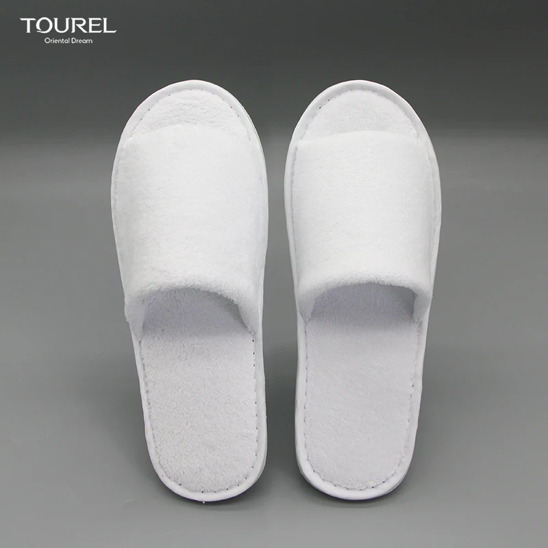 Wholesale Factory Price Custom Luxury Cotton Eva Sole Portable Recyclable White Coral Fleece Hospital Spa Hotel Guest Disposable