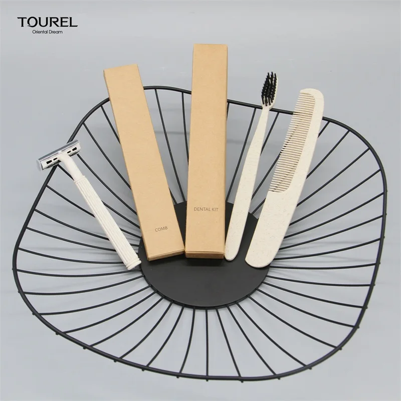 Set de Amenidades de Hotel Biodegradable Wheat Pla Set de Amenidades de Hotel Biodegradable Artículos de Baño Ecológicos para Huéspedes Artículos de Tocador de Hotel