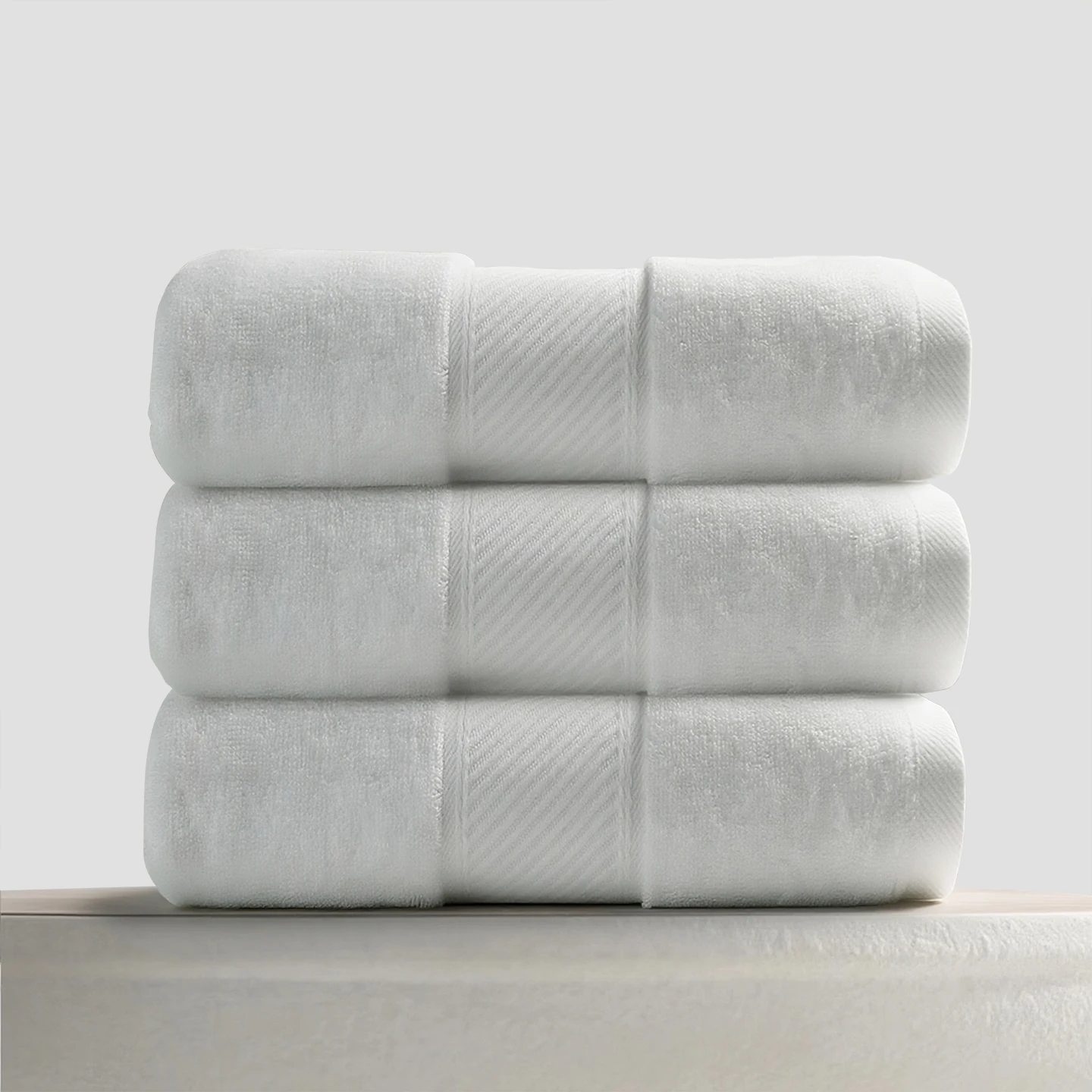 Juego de toallas de baño de lujo para hotel spa de 5 estrellas, color blanco liso, con logotipo personalizado, 100% algodón, súper suave, absorbente, ecológico y de secado rápido
