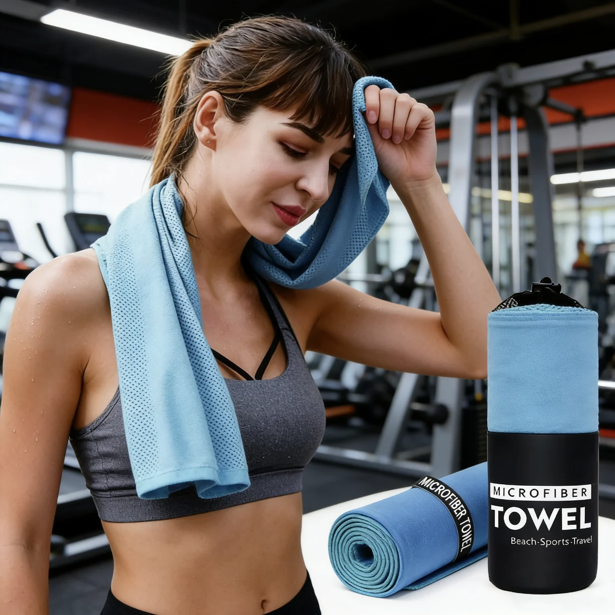 Breathable Woven Microfiber Sport Towel Fast Drying Sweat Wicking Soft Skin-friendly Portable Workout Yoga Hiking Swimming