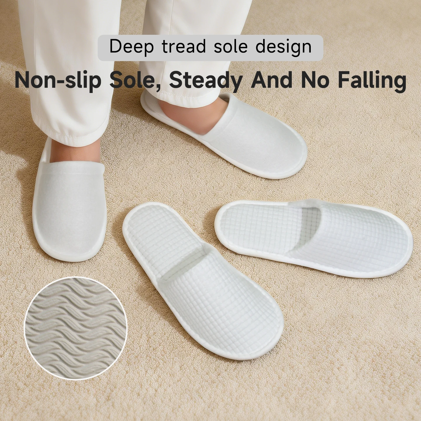 Reusable Washable Hotel Slippers Linen Blend Coral Fleece Spa Guest Slippers For Airbnb Resort Use