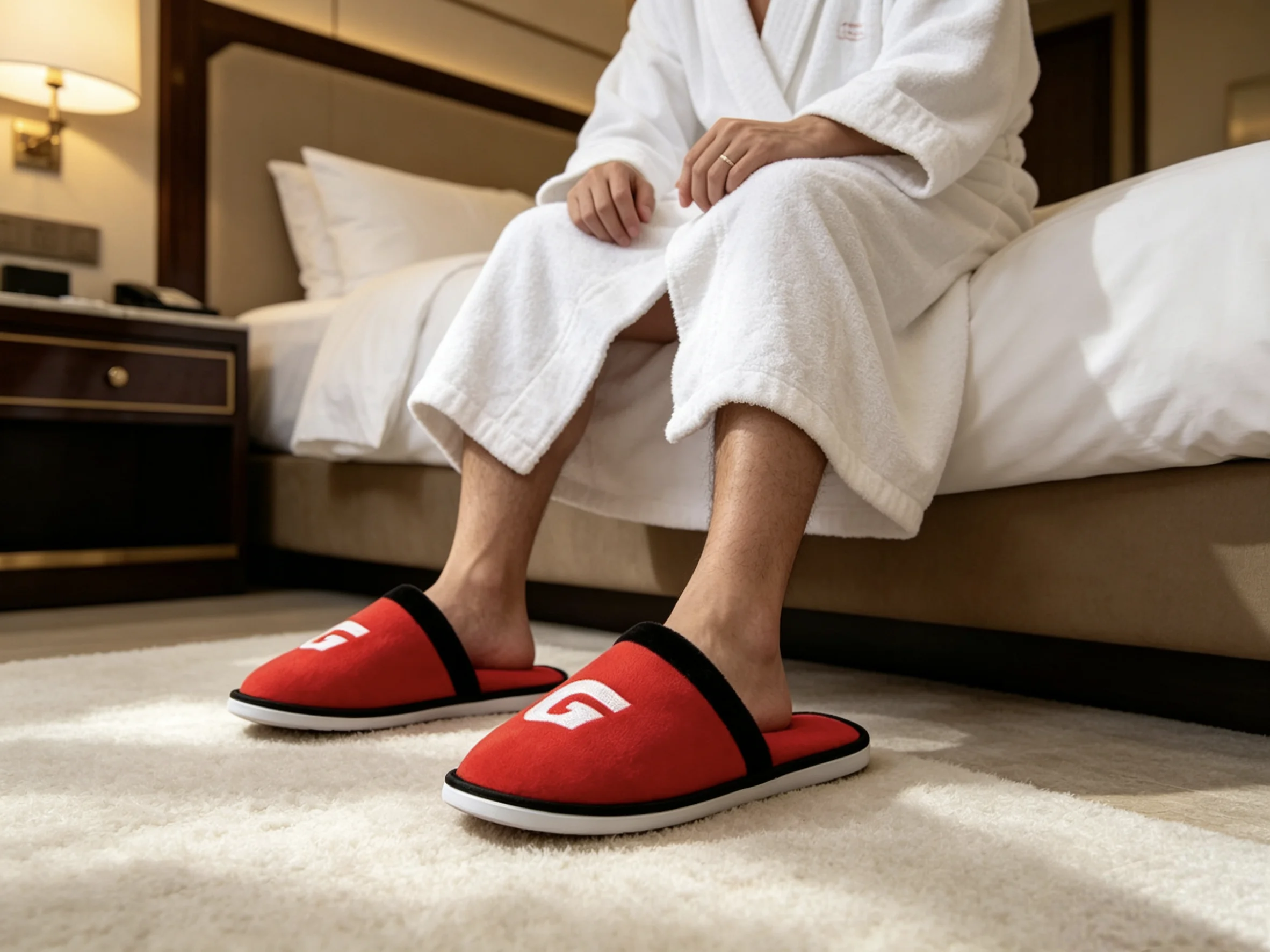 Luxury Crystal Velvet Hotel Slippers Custom Color Embroidered 5 Star Guest Slippers Non-slip Durable Indoor Spa Amenity Slippers