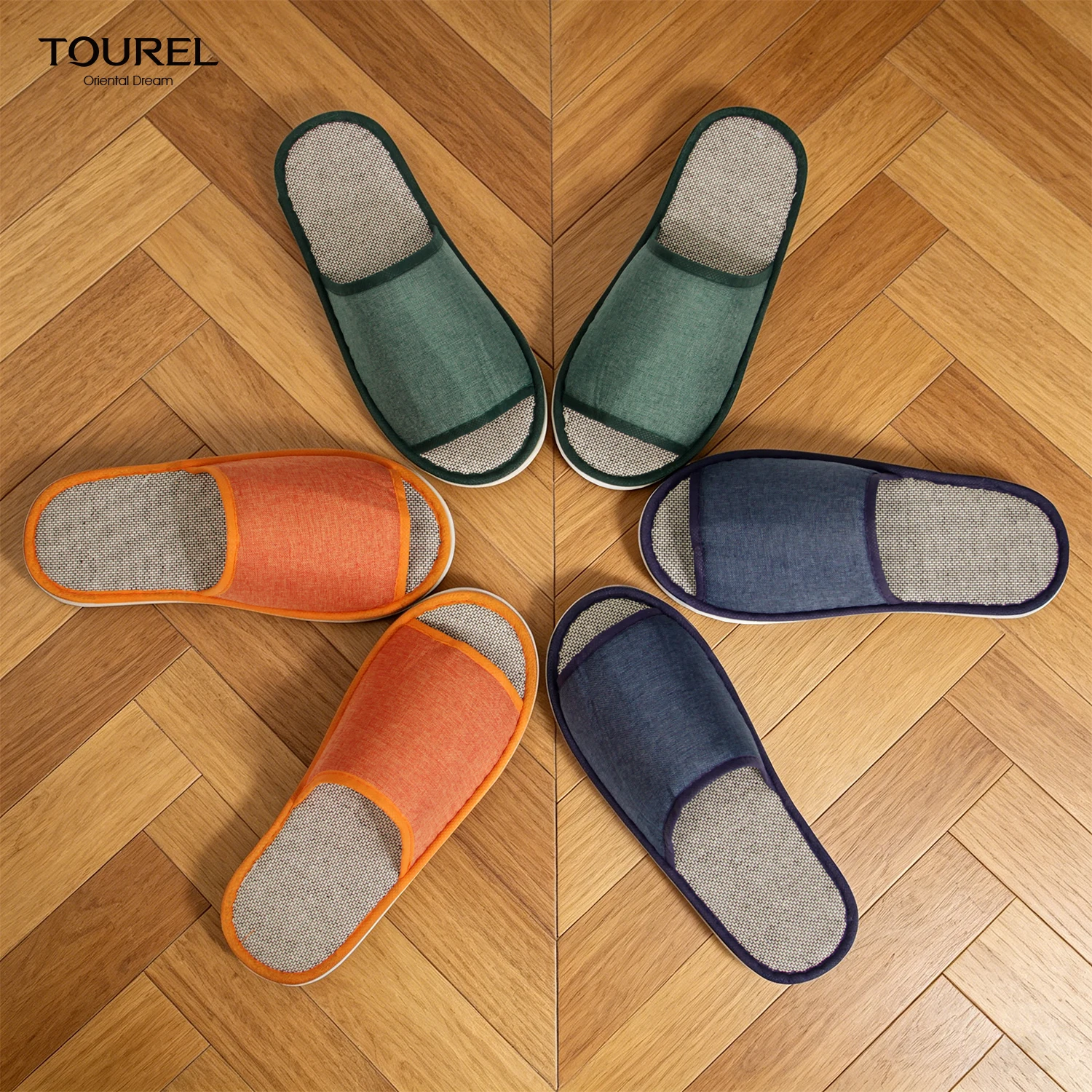 Nuevo Llegado Lujosas Chanclas Desechables de Material de Lino para Verano de Punta Abierta para Hotel Spa Viaje Hogar Hosteler&iacute;a Interior