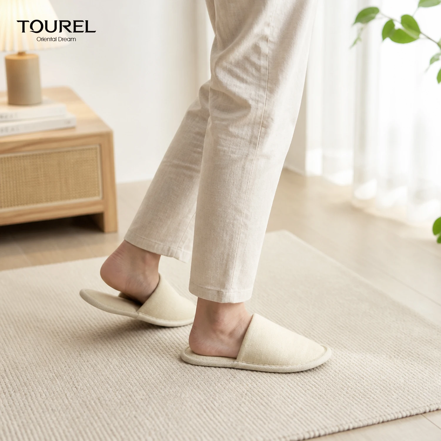 Zapatillas de lona antideslizantes con suela acolchada, transpirables, de talón abierto y punta cerrada, para huéspedes de hotel y baño, artículos de comodidad