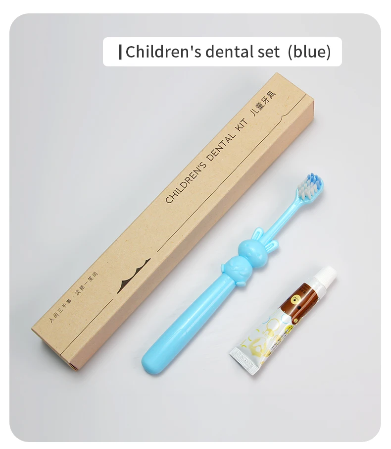 Eco Friendly Disposable Toiletries Kit Fsc Certified Sugarcane Paper Box Hotel Amenities Set With Kids Dental Kit