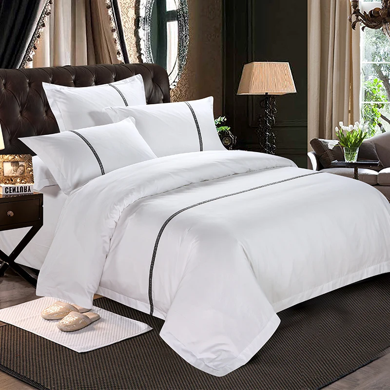 Juego de Ropa de Cama Estampado de C&iacute;rculos Lujo 60 Hilos Bolsillo Profundo Juego de S&aacute;banas de 4 Piezas Ropa de Cama de Hotel Relleno de Plum&oacute;n de Pato 100% Algod&oacute;n