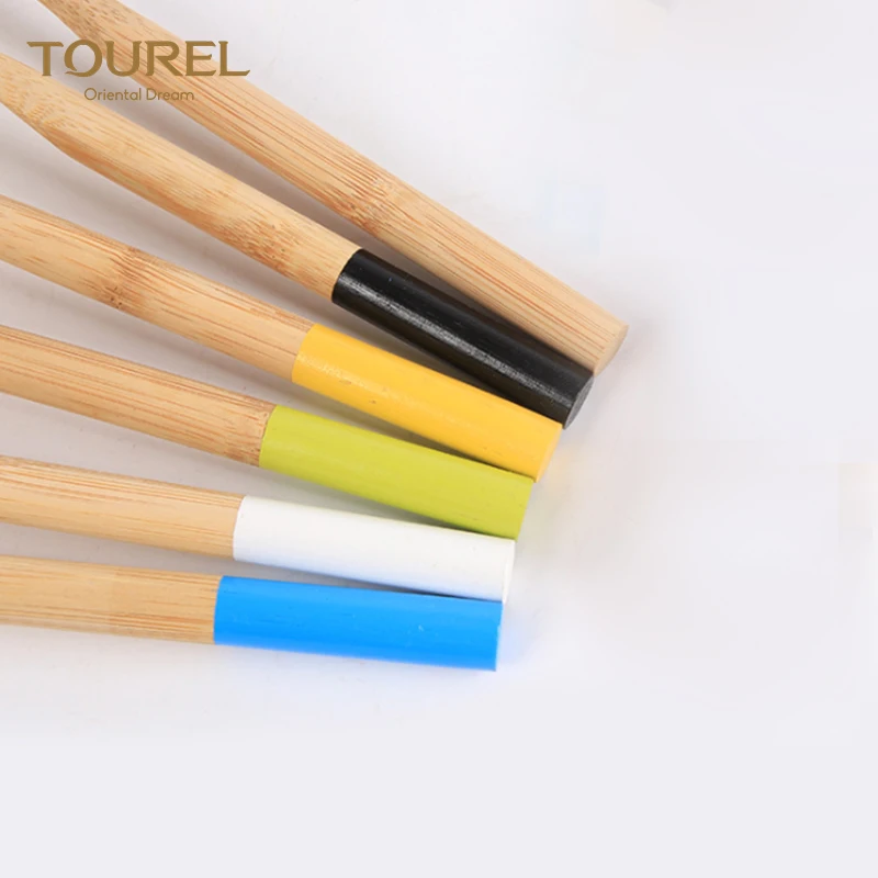 Biodegradable Bamboo Toothbrush With Medium Soft Bristle Custom Private Laser Logo Disposable Feature For Hotels