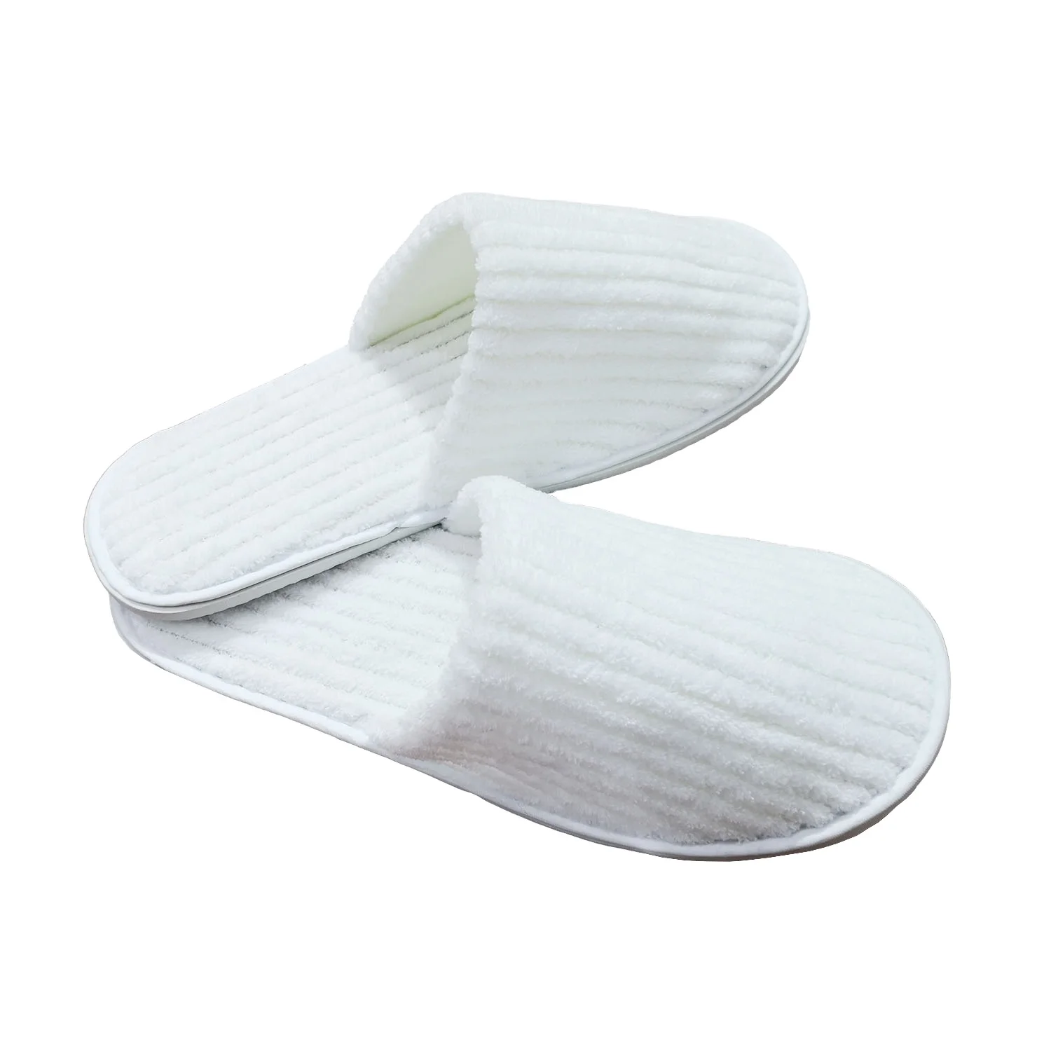 Wholesale Low Price Disposable Luxury Stripe Coral Fleece Eva Sole Eco-friendly Hotel Spa Wedding Slippers For Guests Various