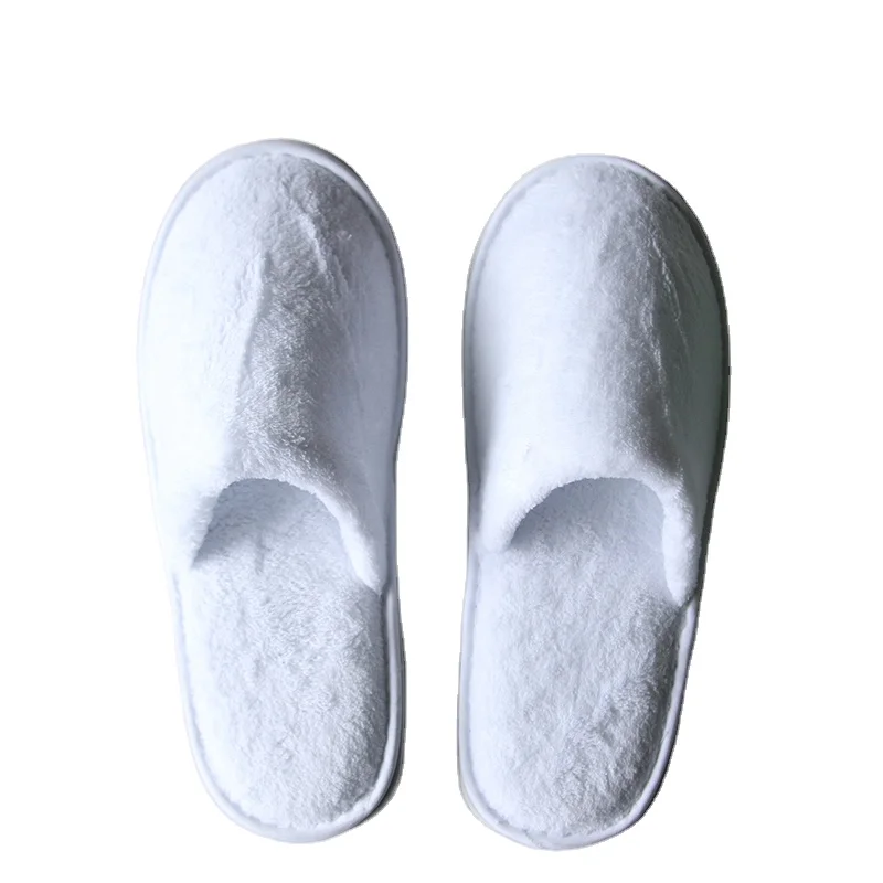 Factory Hot Sale Luxury Coral Fleece White Hotel Home Wedding Slippers With Eva Sole