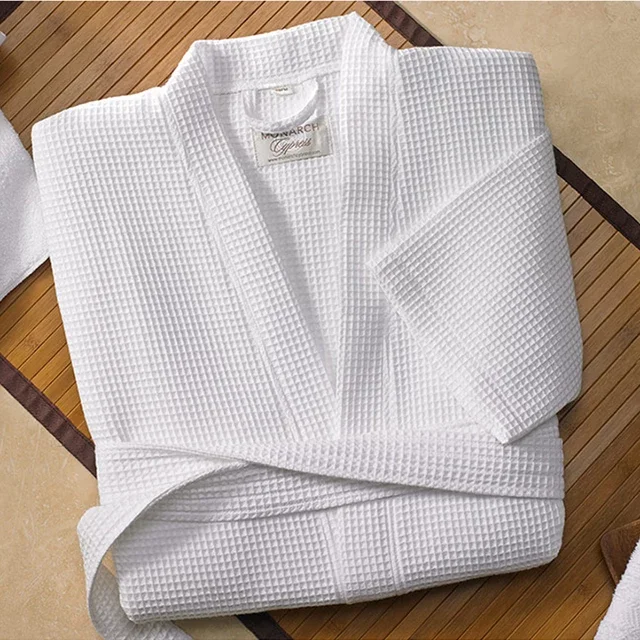 Peignoirs de bain de luxe 5 étoiles en kimono pour hôtel et spa, en coton biologique gaufré, pour l'été — Vente en gros