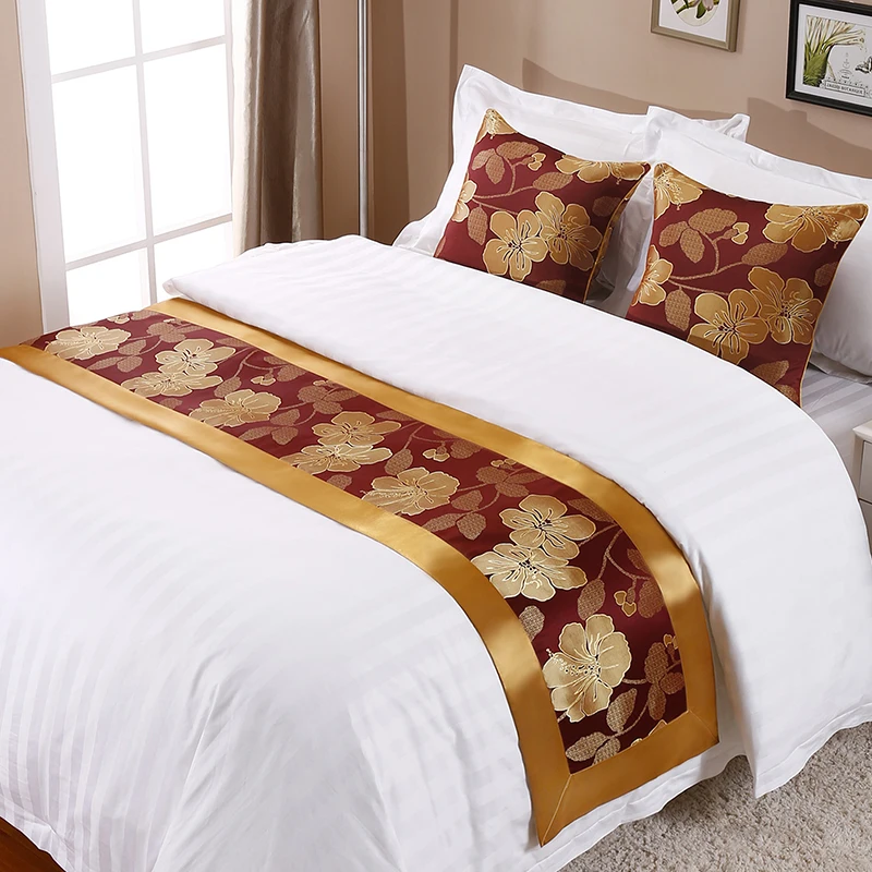 Camino de cama estampado con patrón personalizado para hotel, tamaño queen y king