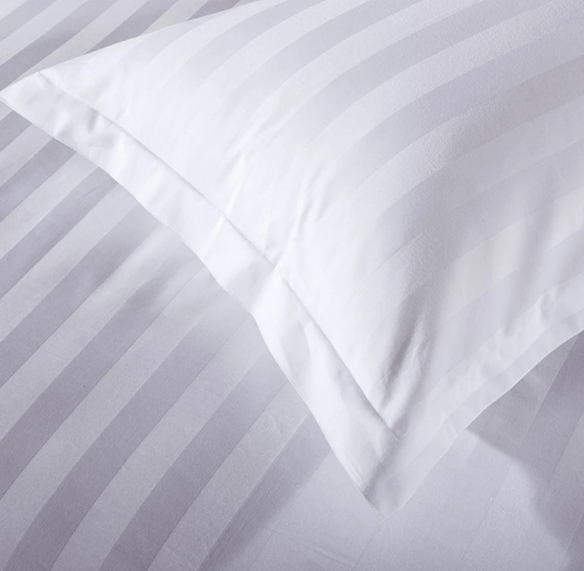 Wholesale 100% Cotton White Striped Bed Sheet Set Single Hospital/medical/hotel Fitted 4 Piece 300tc Thread Count For Weddings