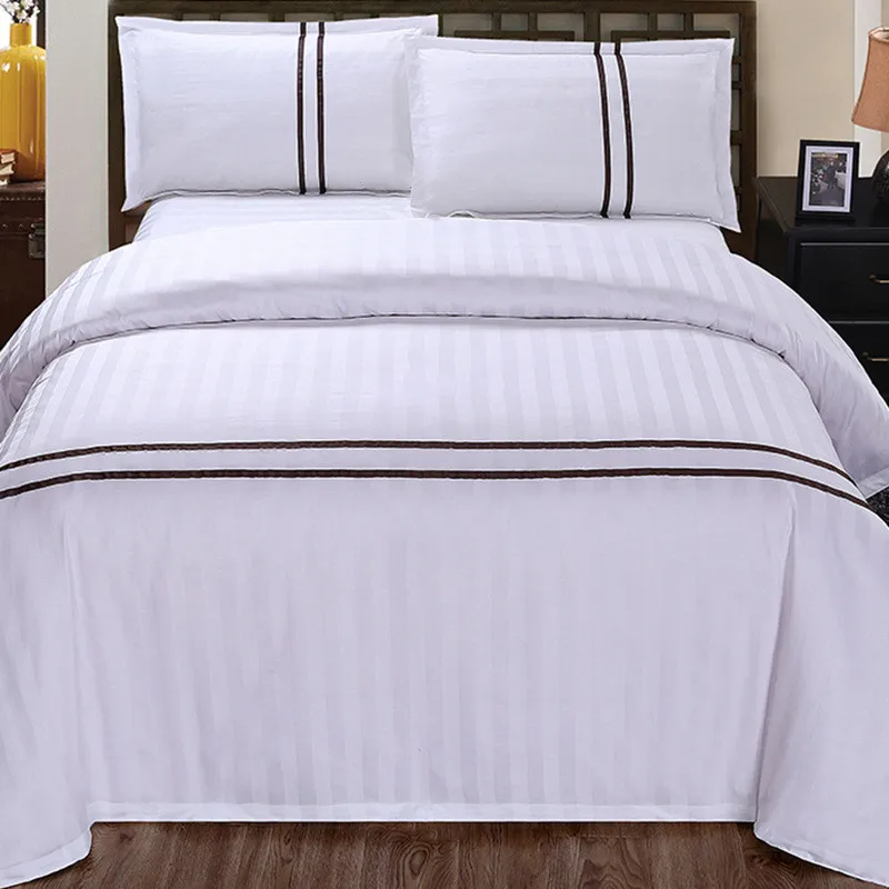 Juego de Ropa de Cama de Algodón Egipcio Hecho en China Sábana de Cama de Algodón Blanco Usada en Hoteles de Color de Edredón de Microfibra y Lino