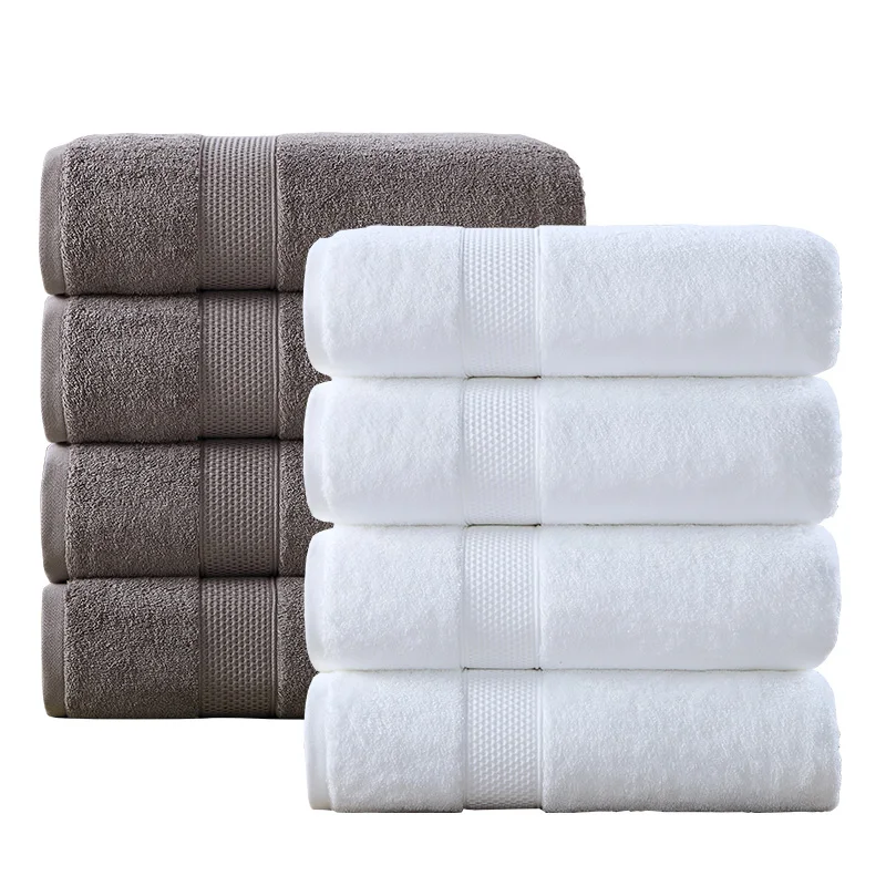 Luxury Extra Thick 70x140 White Cotton Bath Hotel Towel High Quality Disposable Embroidered Pattern Quick-dry Feature Wholesale