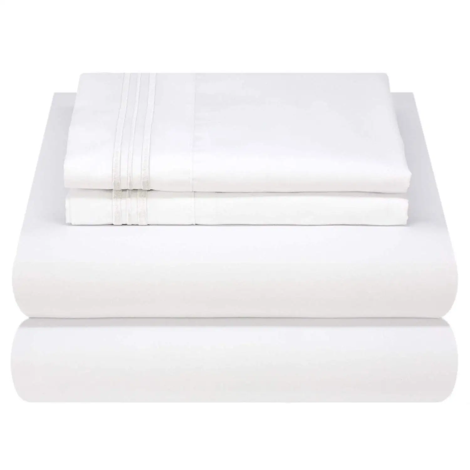 Colección de Sábanas Oem 5 Estrellas Ropa de Cama Fina para Tamaño Queen King Lavado de Lujo Blanco Puro Usado Algodón 60s Lino Sábana de Hotel