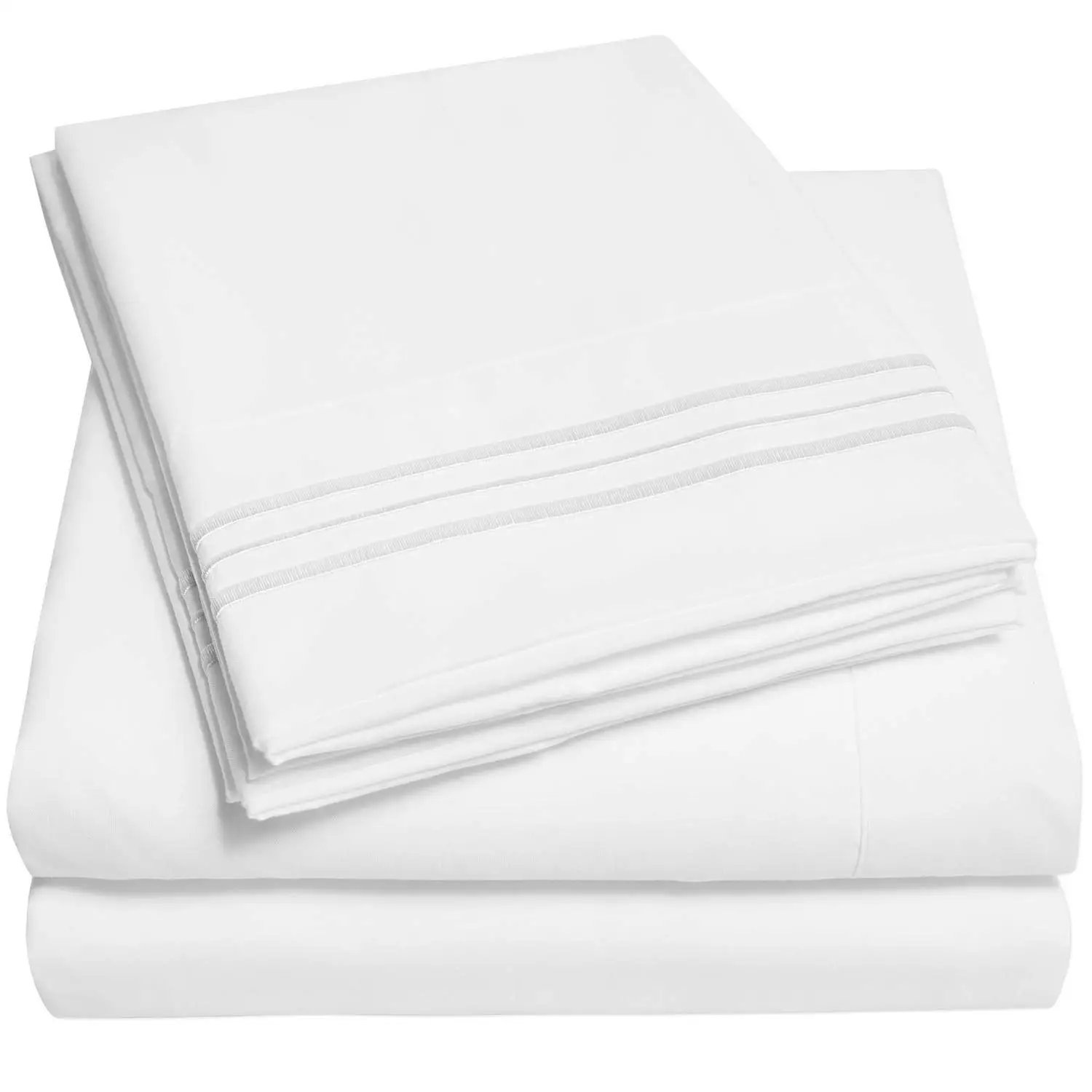 Colección de Sábanas Oem 5 Estrellas Ropa de Cama Fina para Tamaño Queen King Lavado de Lujo Blanco Puro Usado Algodón 60s Lino Sábana de Hotel